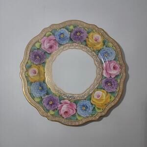 Vintage Royal Austria Oscar & Edgar Gutherz Bavaria Gold Rose Plate 9.5"